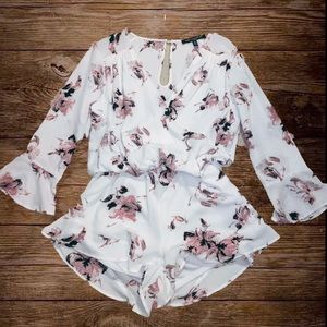 White Rose Blossoms Romper